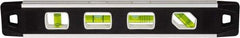 Johnson Level & Tool - Magnetic 12" Long 4 Vial Torpedo Level - Aluminum, Black, 1 Plumb, 1 Level & 1 Vari-Pitch & 1 45° Vials - Industrial Tool & Supply
