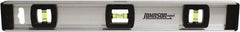 Johnson Level & Tool - 18" Long 3 Vial I-Beam Level - Aluminum, Silver, 2 Plumb & 1 Level Vials - Industrial Tool & Supply