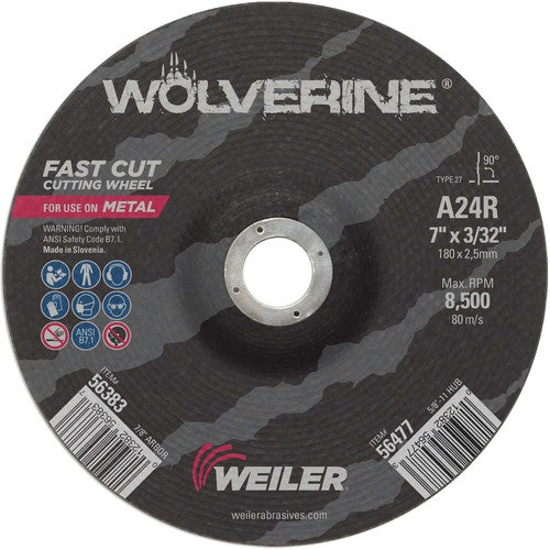 Vortec Pro 7″ × 3/32″ Type 27 Cutting Wheel, A24R, 7/8″ Arbor Hole - Industrial Tool & Supply