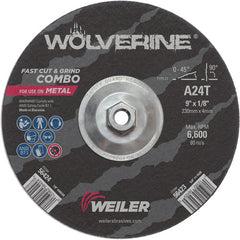 Vortec Pro 9″ × 1/8″ Type 27 Cutting Wheel, A24T, 5/8″-11 UNC Nut - Industrial Tool & Supply