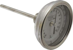 Wika - 4 Inch Long Stem, 3 Inch Dial Diameter, Stainless Steel, Back Connected Bi-Metal Thermometer - -20 to 60°C, 1% Accuracy - Industrial Tool & Supply