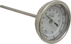 Wika - 6 Inch Long Stem, 3 Inch Dial Diameter, Stainless Steel, Back Connected Bi-Metal Thermometer - -15 to 90°C, 1% Accuracy - Industrial Tool & Supply