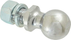 Reese - 2" Diam, 2" Shank Length, Hitch Ball - 1" Shank Diam, 6,000 Lb Capacity, Chrome Finish - Industrial Tool & Supply