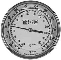 Wika - 2-1/2 Inch Long Stem, Stainless Steel, Back Connected Bi-Metal Thermometer - -20 to 60°C, 1% Accuracy - Industrial Tool & Supply
