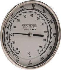 Wika - 9 Inch Long Stem, 5 Inch Dial Diameter, Stainless Steel, Back Connected Bi-Metal Thermometer - -5 to 115°C, 1% Accuracy - Industrial Tool & Supply