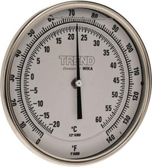 Wika - 4 Inch Long Stem, 5 Inch Dial Diameter, Stainless Steel, Back Connected Bi-Metal Thermometer - -20 to 60°C, 1% Accuracy - Industrial Tool & Supply
