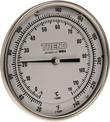 Wika - 4 Inch Long Stem, 5 Inch Dial Diameter, Stainless Steel, Back Connected Bi-Metal Thermometer - -5 to 115°C, 1% Accuracy - Industrial Tool & Supply