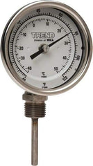 Wika - 2-1/2 Inch Long Stem, 3 Inch Dial Diameter, Stainless Steel, Bottom Connected Bi-Metal Thermometer - -40 to 50°C, 1% Accuracy - Industrial Tool & Supply