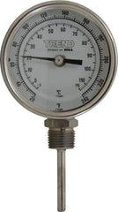 Wika - 2-1/2 Inch Long Stem, 3 Inch Dial Diameter, Stainless Steel, Bottom Connected Bi-Metal Thermometer - -5 to 115°C, 1% Accuracy - Industrial Tool & Supply