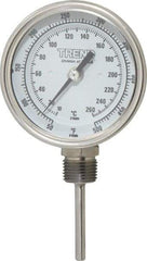 Wika - 2-1/2 Inch Long Stem, 3 Inch Dial Diameter, Stainless Steel, Bottom Connected Bi-Metal Thermometer - 10 to 260°C, 1% Accuracy - Industrial Tool & Supply
