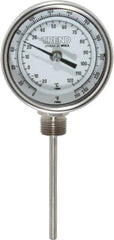 Wika - 4 Inch Long Stem, 3 Inch Dial Diameter, Stainless Steel, Bottom Connected Bi-Metal Thermometer - -20 to 120°C, 1% Accuracy - Industrial Tool & Supply