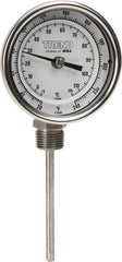 Wika - 4 Inch Long Stem, 3 Inch Dial Diameter, Stainless Steel, Bottom Connected Bi-Metal Thermometer - -5 to 115°C, 1% Accuracy - Industrial Tool & Supply