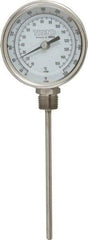 Wika - 6 Inch Long Stem, 3 Inch Dial Diameter, Stainless Steel, Bottom Connected Bi-Metal Thermometer - 10 to 150°C, 1% Accuracy - Industrial Tool & Supply