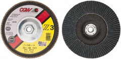 Camel Grinding Wheels - 40 Grit, 7" Disc Diam, 5/8-11 Center Hole, Type 27 Zirconia Alumina Flap Disc - 8,600 Max RPM, Poly Cotton Backing, Arbor Attaching System, Coated - Industrial Tool & Supply