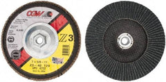 Camel Grinding Wheels - 40 Grit, 7" Disc Diam, 5/8-11 Center Hole, Type 29 Zirconia Alumina Flap Disc - 8,600 Max RPM, Poly Cotton Backing, Arbor Attaching System, Coated - Industrial Tool & Supply