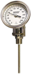 Wika - 15 Inch Long Stem, Stainless Steel, Back Connected Bi-Metal Thermometer - -40 to 50°C, 1% Accuracy - Industrial Tool & Supply