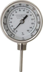 Wika - 2-1/2 Inch Long Stem, 3 Inch Dial Diameter, Stainless Steel, Adjustable Angle Bi-Metal Thermometer - 10 to 150°C, 1% Accuracy - Industrial Tool & Supply