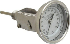 Wika - 2-1/2 Inch Long Stem, 3 Inch Dial Diameter, Stainless Steel, Adjustable Angle Bi-Metal Thermometer - 10 to 260°C, 1% Accuracy - Industrial Tool & Supply