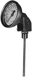Wika - 9 Inch Long Stem, 3 Inch Dial Diameter, Stainless Steel, Adjustable Angle Bi-Metal Thermometer - 10 to 260°C, 1% Accuracy - Industrial Tool & Supply