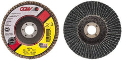 Camel Grinding Wheels - 36 Grit, 4" Disc Diam, 5/8" Center Hole, Type 27 Zirconia Alumina Flap Disc - 15,300 Max RPM, Poly Cotton Backing, Arbor Attaching System, Coated - Industrial Tool & Supply