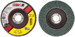 Camel Grinding Wheels - 24 Grit, 5" Disc Diam, 7/8" Center Hole, Type 27 Zirconia Alumina Flap Disc - 12,200 Max RPM, Poly Cotton Backing, Arbor Attaching System, Coated - Industrial Tool & Supply