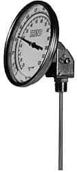Wika - 12 Inch Long Stem, Stainless Steel, Adjustable Angle Bi-Metal Thermometer - 10 to 200°C, 1% Accuracy - Industrial Tool & Supply