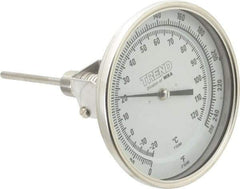 Wika - 4 Inch Long Stem, 5 Inch Dial Diameter, Stainless Steel, Adjustable Angle Bi-Metal Thermometer - -20 to 120°C, 1% Accuracy - Industrial Tool & Supply