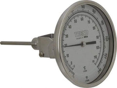 Wika - 4 Inch Long Stem, 5 Inch Dial Diameter, Stainless Steel, Adjustable Angle Bi-Metal Thermometer - -5 to 115°C, 1% Accuracy - Industrial Tool & Supply