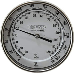 Wika - 6 Inch Long Stem, 5 Inch Dial Diameter, Stainless Steel, Adjustable Angle Bi-Metal Thermometer - -20 to 120°C, 1% Accuracy - Industrial Tool & Supply