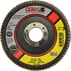 Camel Grinding Wheels - 60 Grit, 4-1/2" Disc Diam, 7/8" Center Hole, Type 29 Zirconia Alumina Flap Disc - 13,300 Max RPM, Poly Cotton Backing, Arbor Attaching System, Coated - Industrial Tool & Supply