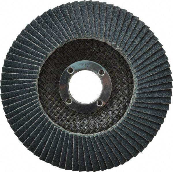 Camel Grinding Wheels - 80 Grit, 4-1/2" Disc Diam, 7/8" Center Hole, Type 29 Zirconia Alumina Flap Disc - 13,300 Max RPM, Poly Cotton Backing, Arbor Attaching System, Coated - Industrial Tool & Supply