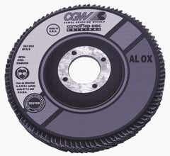 Camel Grinding Wheels - 40 Grit, 4" Disc Diam, 7/8" Center Hole, Type 27 Aluminum Oxide Flap Disc - 15,300 Max RPM, Polyester Backing, Arbor Attaching System, Coated - Industrial Tool & Supply