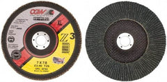 Camel Grinding Wheels - 40 Grit, 7" Disc Diam, 7/8" Center Hole, Type 29 Zirconia Alumina Flap Disc - 8,600 Max RPM, Poly Cotton Backing, Arbor Attaching System, Coated - Industrial Tool & Supply