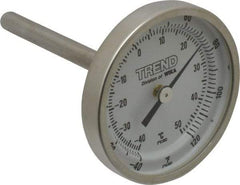 Wika - 2-1/2 Inch Long Stem, 2 Inch Dial Diameter, Stainless Steel, Back Connected Bi-Metal Thermometer - -40 to 50°C, 1% Accuracy - Industrial Tool & Supply