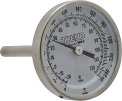 Wika - 2-1/2 Inch Long Stem, 2 Inch Dial Diameter, Stainless Steel, Back Connected Bi-Metal Thermometer - -20 to 120°C, 1% Accuracy - Industrial Tool & Supply