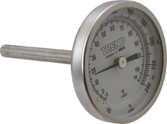Wika - 2-1/2 Inch Long Stem, 2 Inch Dial Diameter, Stainless Steel, Back Connected Bi-Metal Thermometer - -5 to 115°C, 1% Accuracy - Industrial Tool & Supply