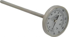 Wika - 6 Inch Long Stem, 2 Inch Dial Diameter, Stainless Steel, Back Connected Bi-Metal Thermometer - 10 to 200°C, 1% Accuracy - Industrial Tool & Supply