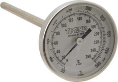 Wika - 6 Inch Long Stem, 2 Inch Dial Diameter, Stainless Steel, Back Connected Bi-Metal Thermometer - 10 to 260°C, 1% Accuracy - Industrial Tool & Supply