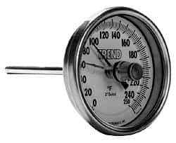 Wika - 6 Inch Long Stem, 3 Inch Dial Diameter, Stainless Steel, Back Connected Bi-Metal Thermometer - 10 to 150°C, 1% Accuracy - Industrial Tool & Supply