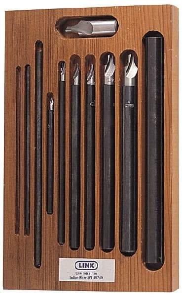 Link Industries - 11 Piece, #0 to 7, Radius Edge, High Speed Steel Combo Drill & Countersink Set - Single End - Industrial Tool & Supply