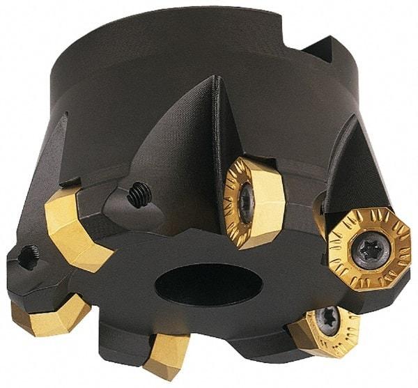 LMT - 2-1/2" Cut Diam, 3/4" Arbor Hole, 0.63" Max Depth of Cut, 45° Indexable Chamfer & Angle Face Mill - 4 Inserts, RCKX 1606 Insert, Right Hand Cut, 4 Flutes, Series FCT45 - Industrial Tool & Supply
