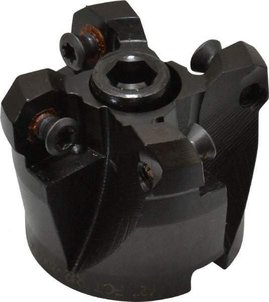 LMT - 2" Cut Diam, 3/4" Arbor Hole, 0.63" Max Depth of Cut, 45° Indexable Chamfer & Angle Face Mill - 4 Inserts, RCKX 1606 Insert, Right Hand Cut, 4 Flutes, Series FCT45 - Industrial Tool & Supply