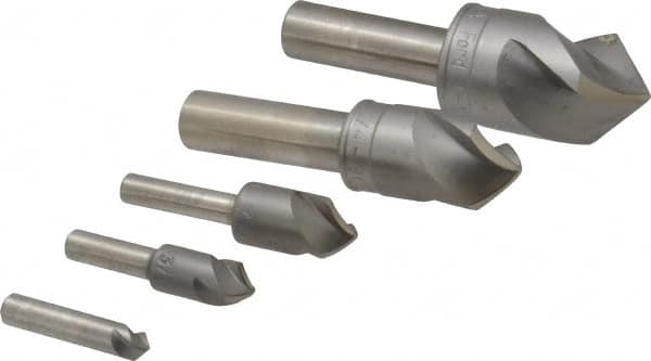 M.A. Ford - 5 Piece, 1/4 to 1" Head Diam, 90° Included Angle, Single End Countersink Set - Industrial Tool & Supply