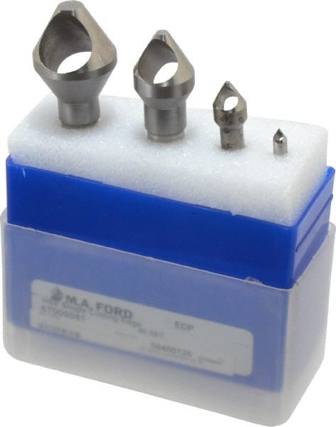 M.A. Ford - 4 Piece, 3/16 to 1-1/8" Head Diam, 60° Included Angle, Single End Countersink Set - Industrial Tool & Supply