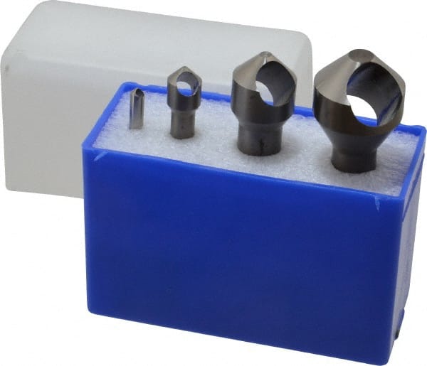 M.A. Ford - 4 Piece, 3/16 to 1-1/8" Head Diam, 90° Included Angle, Single End Countersink Set - Industrial Tool & Supply
