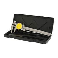 Value Collection - 0" to 6" Range, 0.001" Graduation, 0.1" per Revolution, Dial Caliper - Yellow Face, 1.57" Jaw Length - Industrial Tool & Supply