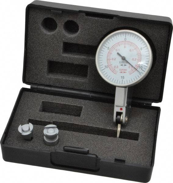 Value Collection - 0.03 Inch Range, 0.0005 Inch Dial Graduation, Horizontal Dial Test Indicator - White Dial, 0-15-0; 0-35-0 Dial Reading - Industrial Tool & Supply