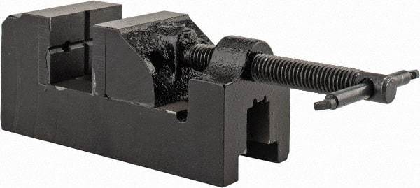 Interstate - 1-1/2" Jaw Opening Capacity x 7/8" Throat Depth, Horizontal Drill Press Vise - 1-1/2" Wide x 1" High Jaw, Stationary Base, Standard Speed, 5" OAL x 1-3/4" Overall Height, Cast Iron - Industrial Tool & Supply