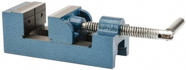 Value Collection - 2-1/2" Jaw Opening Capacity x 1-1/2" Throat Depth, Horizontal Drill Press Vise - 2-1/2" Wide Jaw, Stationary Base, Standard Speed, 7-1/4" OAL x 2-5/8" Overall Height, Cast Iron - Industrial Tool & Supply