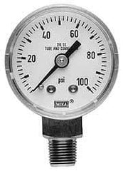 Wika - 2" Dial, 1/4 Thread, 0-30 Scale Range, Pressure Gauge - Center Back Connection Mount, Accurate to 2.5% of Scale - Industrial Tool & Supply